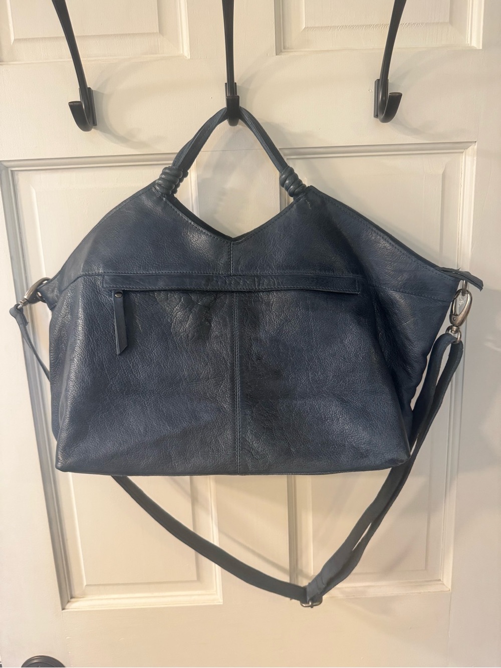 Latigo denim Blue Leather Tote with Removable Strap.. not navy - Picture 5 of 13